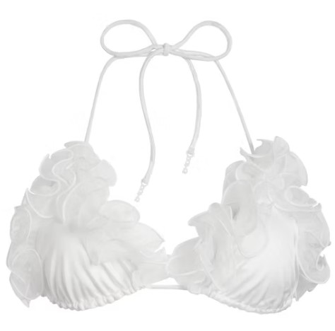 Bridal Swim Ruffle Triangle Bikini Top – Snow Bridal Swim Ruffle Triangle Bikini Top – Snow