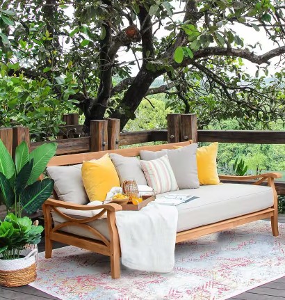 Cambridge Casual Abbington Teak Wood Outdoor Sofa Daybed