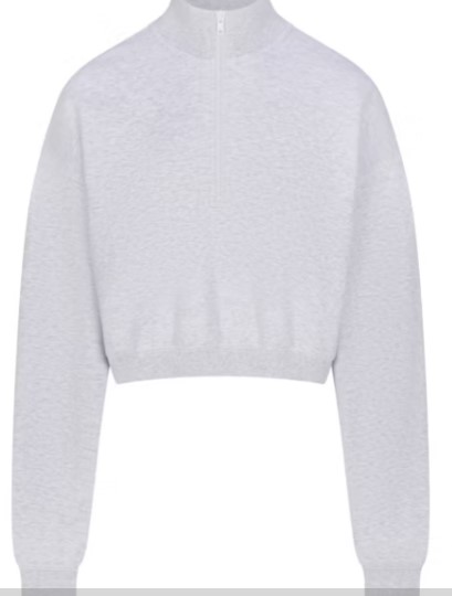 Cotton Fleece Cropped Half Zip
