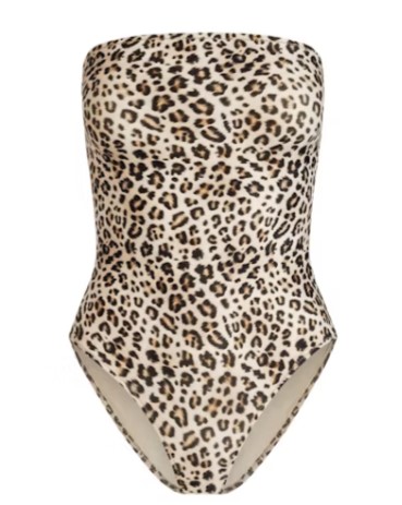 Signature Swim Strapless One Piece – Champagne Leopard Print Signature Swim Strapless One Piece – Champagne Leopard Print