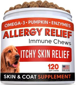 StrellaLab Allergy Relief & Anti Itch Relief with Omega 3 Skin & Coat Fish Oil Chew Supplement for Dogs