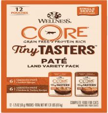 Wellness CORE Tiny Tasters Chicken, Chicken & Turkey Pate Land Variety Pack Grain-Free Cat Food Pouches