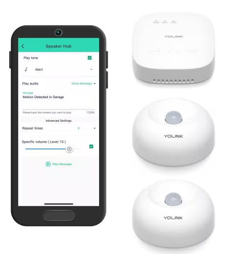 YoLink SpeakerHub and 2 Motion Sensor Smart Home and Security Kit