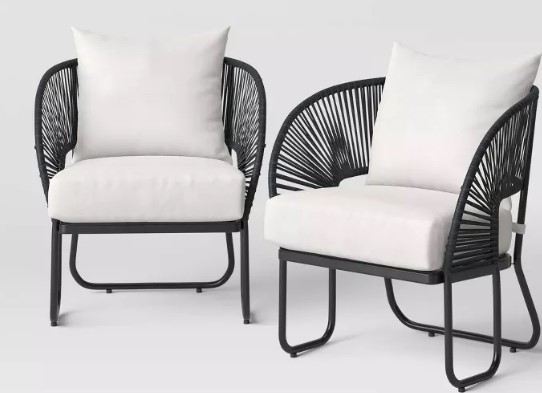2pc-mackworth-rope-outdoor-patio-club-chairs-black-threshold-8482-weather-resistant-steel-frame-polyester-cushions
