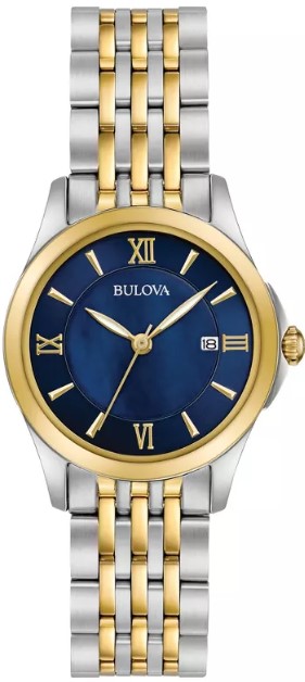 bulova-ladies-classic-3-hand-date-quartz-two-tone-gold-stainless-steel-watch-blue-dial-29mm