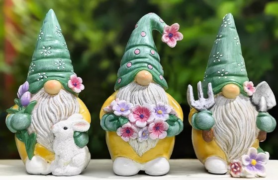 garden-guardians-set-of-three-6-gardening-gnome-figurines-floral-green-and-yellow-statue-decor-ornamentallyyou