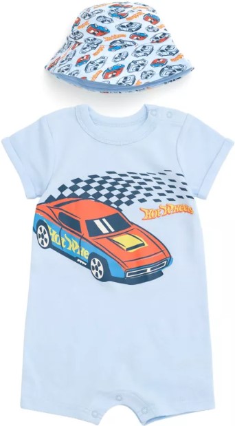 hot-wheels-baby-romper-and-bucket-sun-hat-outfit-set-newborn-to-infant