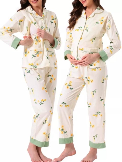 inspire-chic-women-s-nursing-pajama-set-floral-leopard-long-sleeve-top-with-pant-postpartum-breastfeeding-loungewear