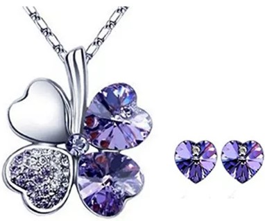 lucky-sweethearts-gold-plated-crystal-heart-shaped-four-leaf-clover-pendant-necklace-and-earrings-jewelry-set