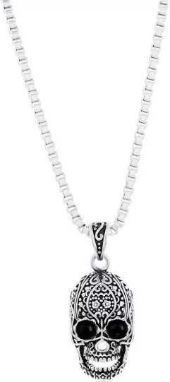 metallo-stainless-steel-oxidized-skull-black-cz-eyes-necklace-silver-24-inch