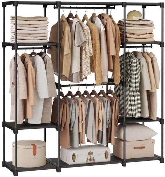 songmics-portable-closet-freestanding-closet-organizer-clothes-rack-with-shelves-hanging-rods-black
