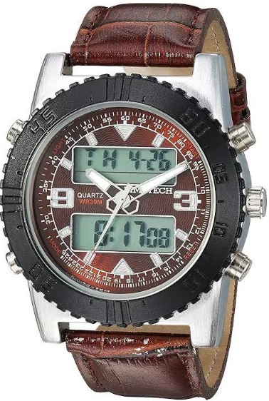 timetech-men-s-analog-digital-multi-function-weekend-sport-watch-with-leather-band-brown