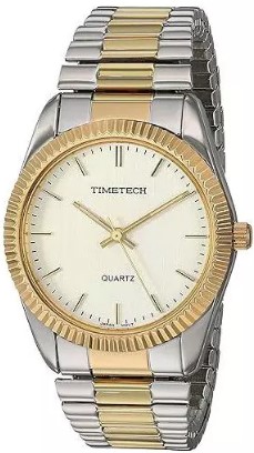 timetech-men-s-two-tone-expansion-watch-with-stretch-bracelet-and-ribbed-coin-edge-bezel