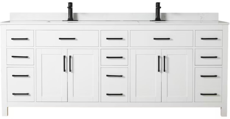 Wyndham-Collection-Beckett-84-in-White-with-Matte-Black-Trim-Undermount-Double-Sink-Bathroom-Vanity-with-Carrara-Cultured-Marble-Top disney-junior-mickey-mouse-clubhouse-sing-along-songs-sound-book-by-pi-kids-mixed-media-product