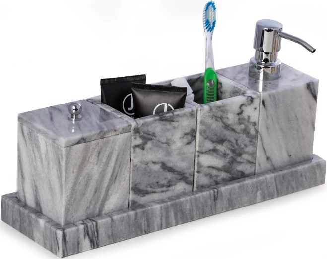 bey-berk-vanity-5-piece-marble-cloud-set-with-2-tumblers-1-canister-with-lid-1-dispenser-1-tray fourth-wing-by-rebecca-yarros-hardcover