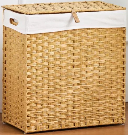 rattan-design-110l-laundry-hamper-with-double-section-liner-and-large-capacity-lid-included-household-clothes-storage-essential storkcraft-hoop-white-glider-and-ottoman
