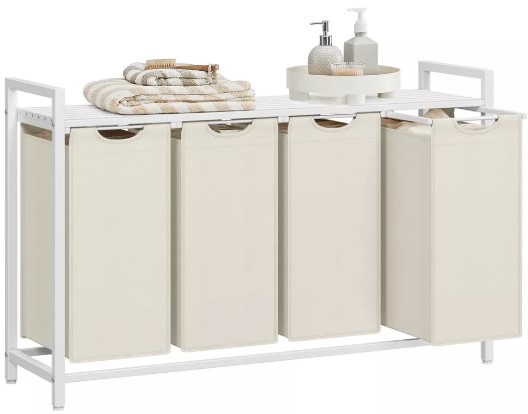 vasagle-laundry-hamper-laundry-basket-laundry-sorter-with-4-pull-out-and-removable-bags-shelf-4-x-10-6-gallons laguna-nigel-collection-threshold-designed-with-studio-mcgee